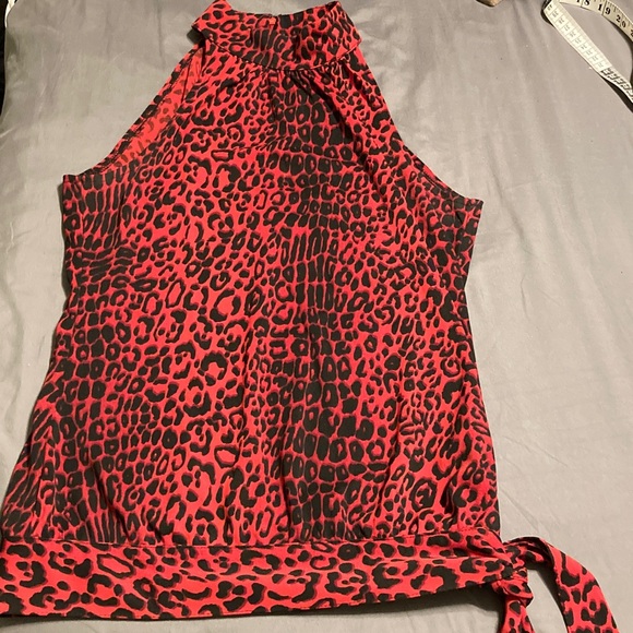 Michael Kors Red and Black Leopard Print Halter Top Small S - Picture 1 of 11